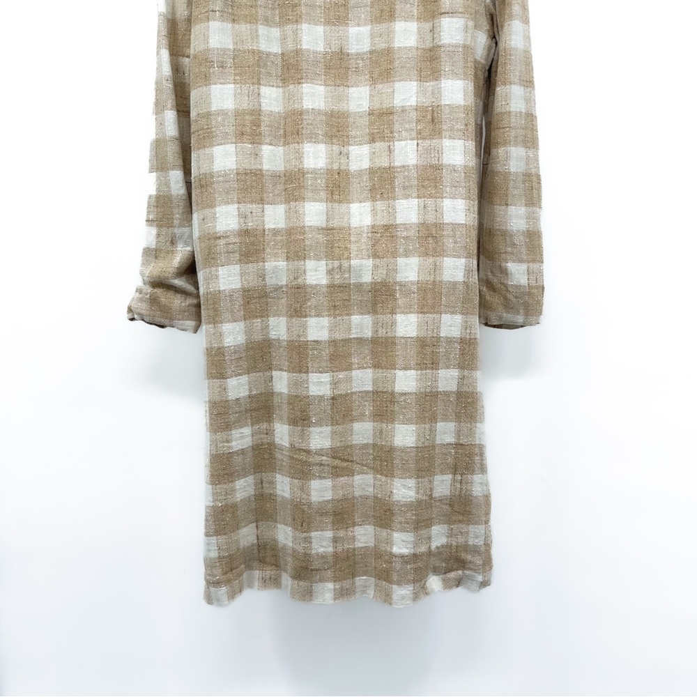 Vintage Tweed Double Breasted Plaid Gingham Jacket Coat Peacoat Trench Long - Picture 6 of 6